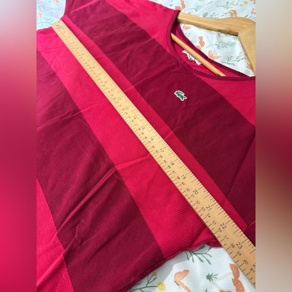Lacoste striped red top size medium cotton boat neck half sleeve - Picture 7 of 11